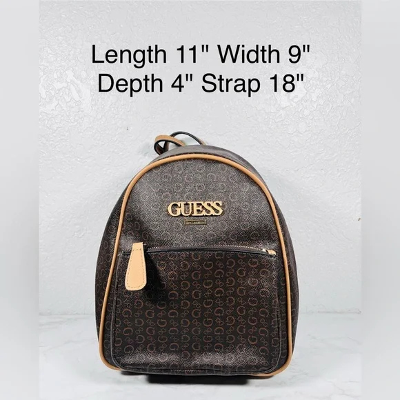 GUESS Monogram Brown and Tan Backpack - Picture 8 of 13